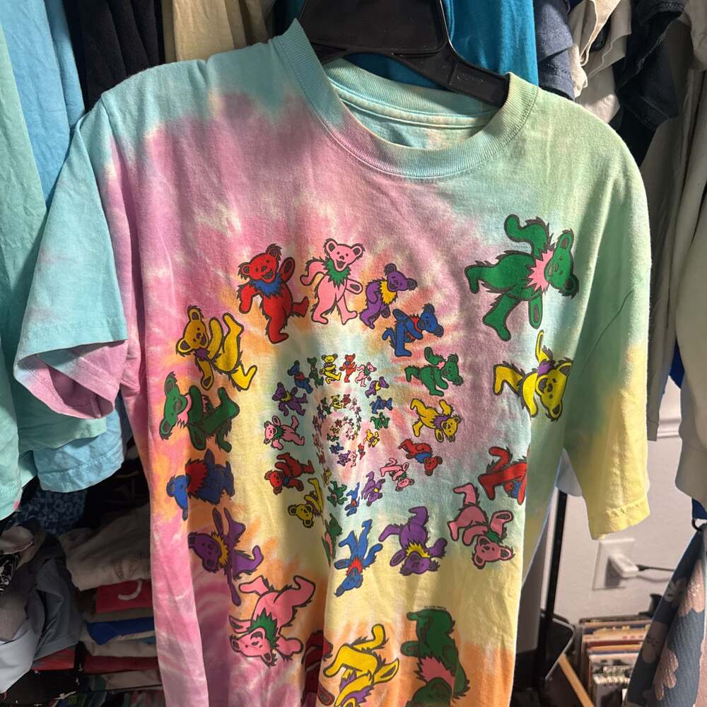 Vintage 1995 Liquid Blue Grateful Dead Dancing Bear Spiral Tie-Dye T-Shirt